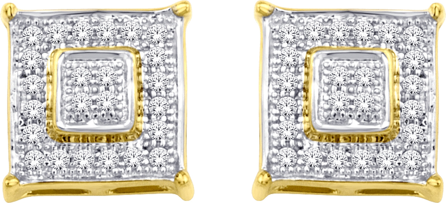 Diamond and gold square stud close up