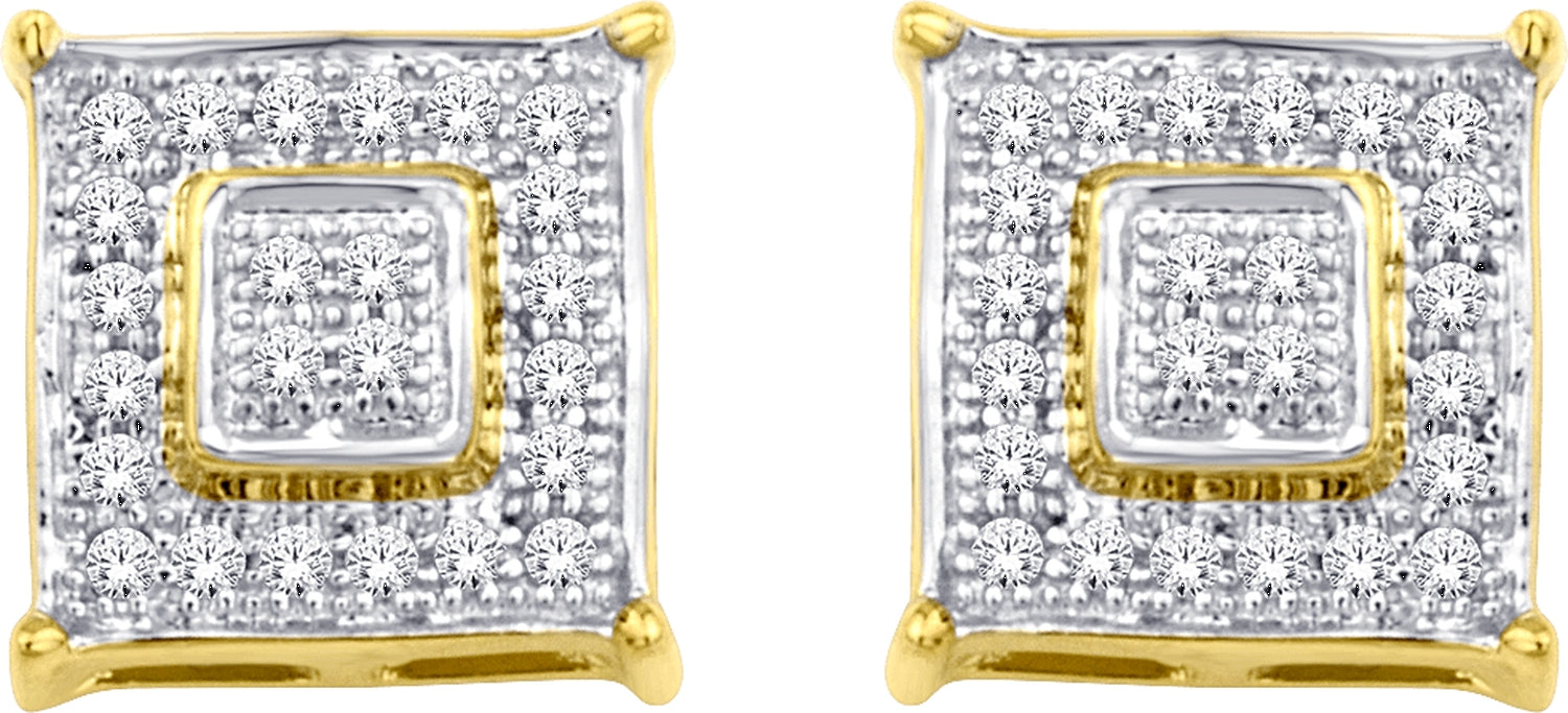Diamond and gold square stud close up
