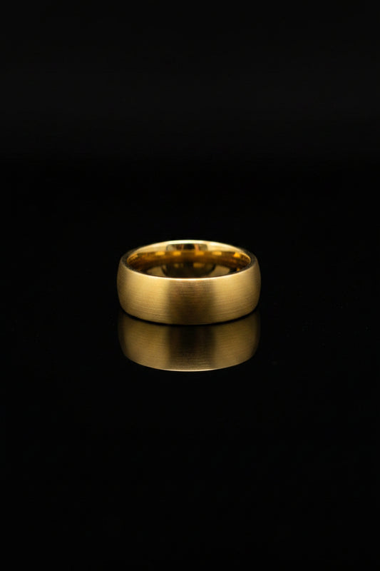 Yellow gold matte finish men's band
