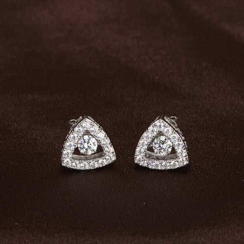 Dancing stone triangle earrings