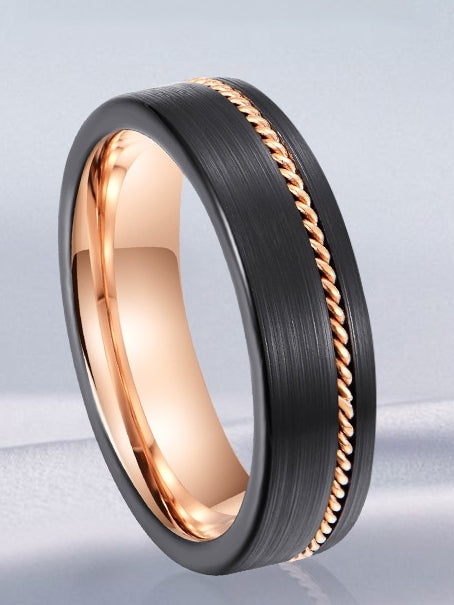 Tungsten Matte Black with Rose Gold